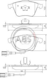 Колодка гальм. AUDI A3 Quattro передн. (ABS) A.B.S. 37426