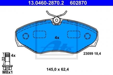 Гальмівні колодки ATE 13.0460-2870.2