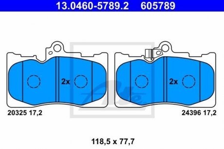 Комплект гальмівних колодок з 4 шт. дисків ATE 13.0460-5789.2