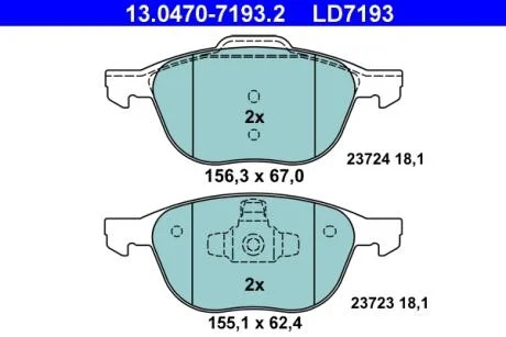 Колодки гальмівні Ceramic ATE 13.0470-7193.2
