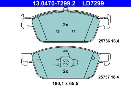 Колодки гальмівні дискові керамічні, к-кт ATE 13.0470-7299.2