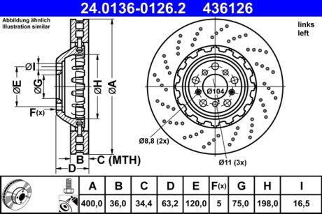 Диск гальмівний ATE 24.0136-0126.2