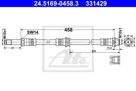 Шланг гальмівний BMW 316 01-05 /L+P/ ATE 24516904583