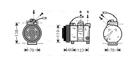 Компрессор кондиционера Audi A4 B5 (95-), A6 C5 (97-)/Skoda Superb (02-)/VW Pass AVA COOLING AIAK015
