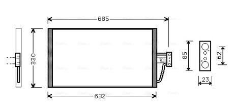 Радиатор кондиционера BMW 5 E39 (96-), 7 E38 (94-) 2.0D, 2.5D, 3.0D AVA AVA COOLING BW5254