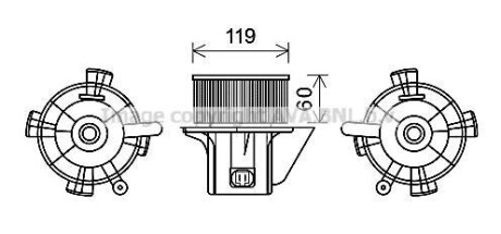 Вентилятор отопителя салона Citroen C4 (04-11), Peugeot 307 (00-08) AC+ (AVA COOLING CN8299 (фото 1)