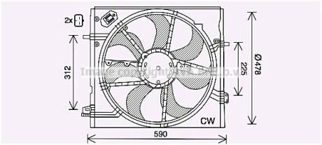 Вентилятор радиатора охлаждения двигателя Nissan Qashqai II (13-), X-Trail (14-) AVA COOLING DN7536