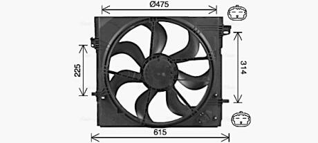 Вентилятор радиатора охлаждения двигателя Nissan Qashqai II Renault Kadjar I AC+ AVA COOLING DN7540