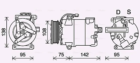Компресор кондиціонера Ford Transit (14-), Transit Custom (13-) 2.2TDCi AVA AVA COOLING FDAK635 (фото 1)