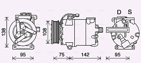 Компресор кондиціонера Ford Transit (14-), Transit Custom (13-) 2.2TDCi AVA AVA COOLING FDAK635