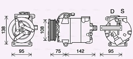 Компресор кондиціонера Ford Transit (14-), Transit Custom (13-) 2.2TDCi AVA AVA COOLING FDAK635