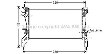 Радіатор охолодження двигуна Fiat Fiorino (07-)/Citroen Nemo (08-)/Peugeot Bipper (07-) 1.3 JTD Multijet AVA AVA COOLING FTA2380