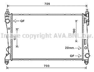 Радиатор охлаждения двигателя Fiat Doblo Opel Combo 10> 1,3 MJet 1,4i MT AC+/- AVA COOLING FTA2449