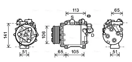 Компресор кондиціонера Honda CR-V III, IV (07-) 2.4 IVTEC  AVA AVA COOLING HDAK263