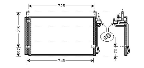 Радіатор кондиціонера Hyundai Terracan (01-), Trajet (99-) AVA AVA COOLING HY5071D