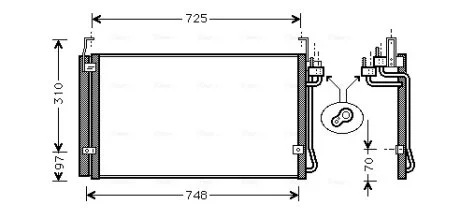 Радіатор кондиціонера Hyundai Terracan (01-), Trajet (99-)  AVA AVA COOLING HY5071D