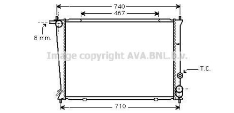 Радиатор охлаждения двигателя Hyundai H100 H-1 2,5D 00>04, 04>07 MT AC+/- AVA COOLING HYA2049 (фото 1)