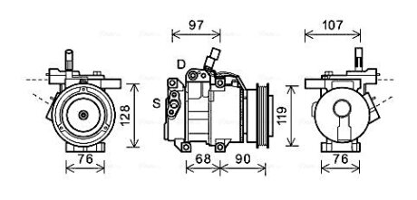Компресор кондиціонера KIA Rio II (05-) 1.4i, 1.6i AVA AVA COOLING KAAK161