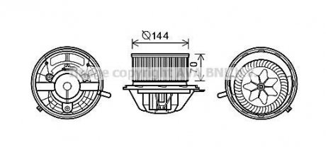 Вентилятор отопителя салона MB A-class 169 04>12, B-class 245 05>11 AC+ AVA COOLING MS8607