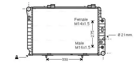 Радіатор охолодження двигуна MB C-class (W202) (96-02) AT  AVA AVA COOLING MSA2174