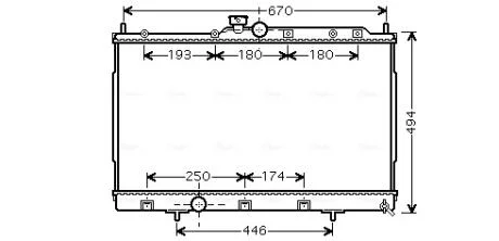 Радіатор охолодження двигуна Mitsubishi Outlander 2,0i 2WD/4WD 5MT AC+/- 03>06  AVA AVA COOLING MT2183