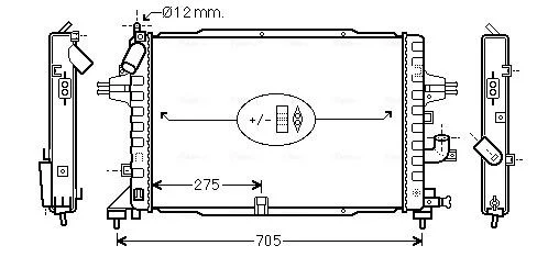 Радіатор охолодження двигуна Opel Astra H 1,3d 1,7d 1,9d / Zafira B 1,7d 1,9d AVA AVA COOLING OLA2364 (фото 1)