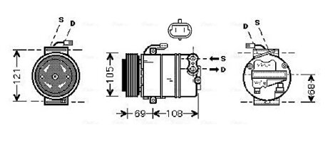 Компрессор кондиционера Opel Astra G (99-), Zafira (99-) 2.0Di, 2.2DTi AVA COOLING OLAK358