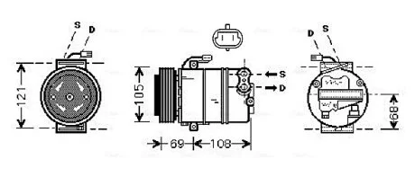 Компресор кондиціонера Opel Astra G (99-), Zafira (99-) 2.0Di, 2.2DTi AVA AVA COOLING OLAK358