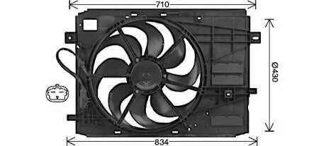 Вентилятор радіатора охолодження двигуна Citroen Berlingo (12-)/Peugeot 308, 3008, Partner (14-)  AVA AVA COOLING PE7561