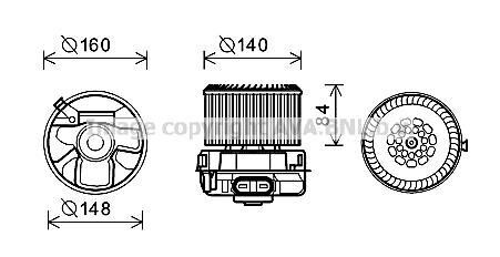 Вентилятор отопителя салона Citroen C1 Peugeot 107 Toyota Aygo 05>11 AC+ AVA COOLING PE8369