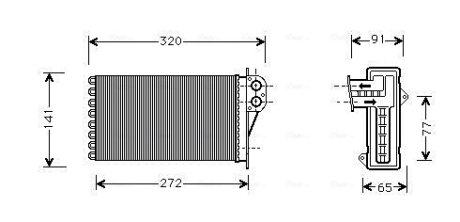 Радиатор отопителя салона Citroen C3 (02-)/Peugeot 206 (98-), 307 (00-) (AVA COOLING PEA6356