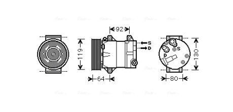 Компрессор кондиционера Renault Megane II, Scenic II (03-) 1.9DCi, 2.0i (AVA COOLING RTAK429