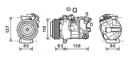 Компрессор кондиционера Renault Megane III, Scenic III (08-) 1.2TCe, 1.6DCi (RTA AVA COOLING RTAK630