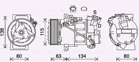 Компресор кондиціонера Renault Clio IV, Captur (13-) 0.9 TCE, 1.2 TCE AVA AVA COOLING RTAK640