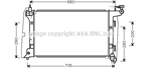 Радиатор охлаждения двигателя Toyota Corolla 1,6i 01>07 AVA COOLING TOA2290