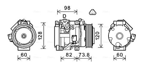 Компрессор кондиционера Toyota LC Prado 120 (03-) 3.0D AVA AVA COOLING TOAK726