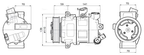 Компрессор кондиционера Audi A1 (10-), A3 (12-), Q3 (11-)/Skoda Fabia (14-), Kod AVA COOLING VNAK341