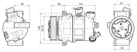 Компресор кондиціонера Audi A1 (10-), A3 (12-), Q3 (11-)/Skoda Fabia (14-), Kodiaq (17-)/VW Caddy (15-), Golf (12-)/MAN TGE (16-) AVA AVA COOLING VNAK341