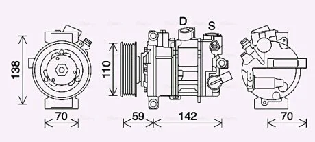 Компресор кондиціонера Audi A1, A3, A4, Q3/Seat Leon, Ibiza/Skoda Fabia, Octavia/VW Caddy, Passat, Golf, Jetta AVA AVA COOLING VNAK401