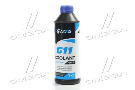 Антифриз BLUE G11 Сoolant Ready-Mix -36°C <> (синій) (Каністра 1кг) AXXIS AX-P999-G11B RDM1