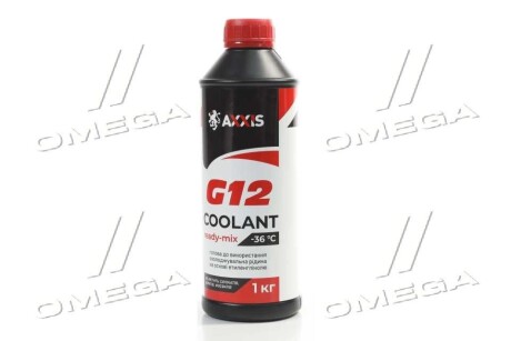 Антифриз RED G12 Сoolant Ready-Mix -36°C <> (червоний) (Каністра 1кг) AXXIS AX-P999-G12R RDM1