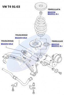 Комплект проставок задньої пружини (верх низ), VW T4, 91-03 Belgum Parts BG2211