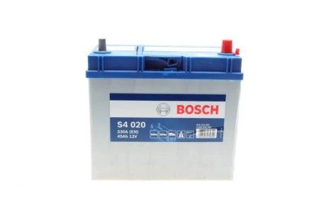 Акумулятор 45Ah-12v (S4020) (238x129x227), R, EN330, Азія тонк.клемми BOSCH 0092S40200