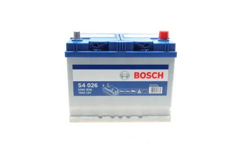 Акумулятор 70Ah-12v (S4026) (261x175x220),R,EN630(Азія) BOSCH 0092S40260