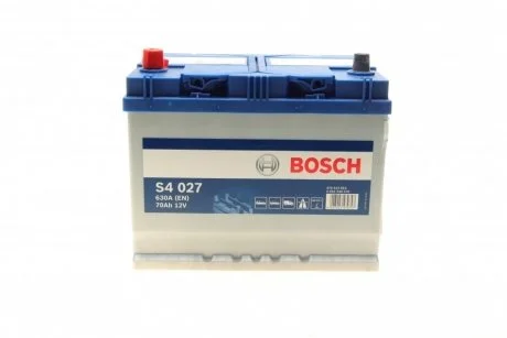 Акумулятор 70Ah-12v (S4027) (261x175x220),L,EN630(Азия) !КАТ. -10% BOSCH 0092S40270