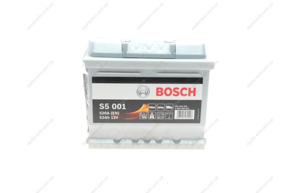 Акумулятор 52Ah-12v (S5001) (207x175x175),R,EN520 BOSCH 0092S50010 (фото 1)