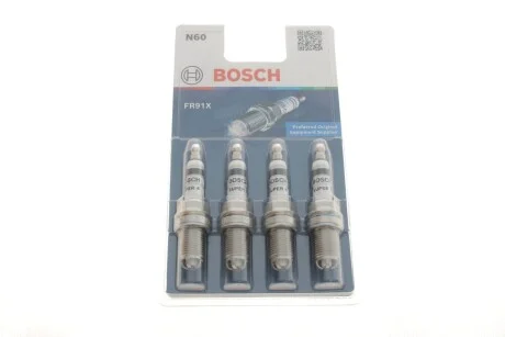 Свічка запалювання FR91X SUPER4 (OPEL) (4шт. бліст.) (вир-во) BOSCH 0242222804