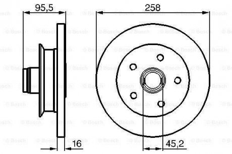 ДИСК ГАЛЬМIВНИЙ ПЕРЕДНIЙ BOSCH 0 986 478 224