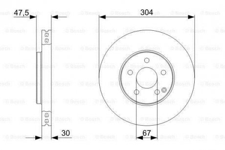 ДИСК ГАЛЬМIВНИЙ ПЕРЕДНIЙ BOSCH 0 986 479 333