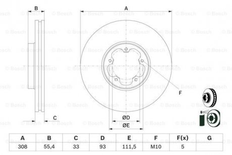 ДИСК ГАЛЬМIВНИЙ ПЕРЕДНIЙ BOSCH 0 986 479 D40